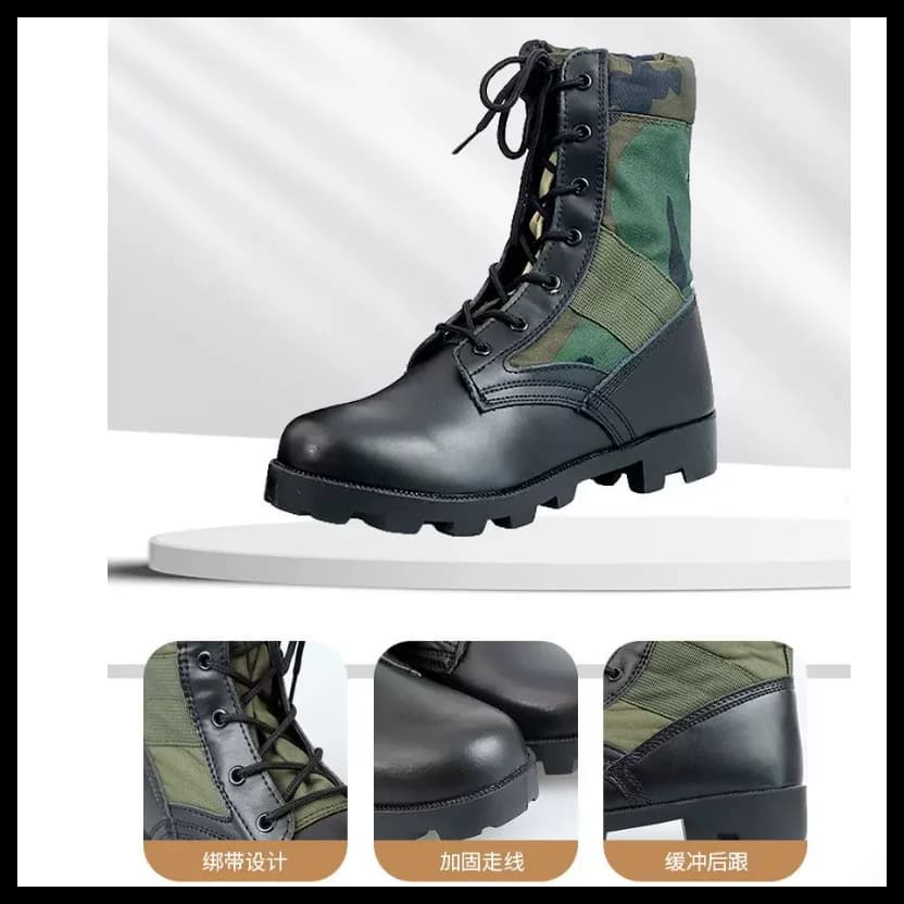 Men's Outdoor Breathable and Non Slip High Top Combat Boots Hiking Hard Soled Training Boots