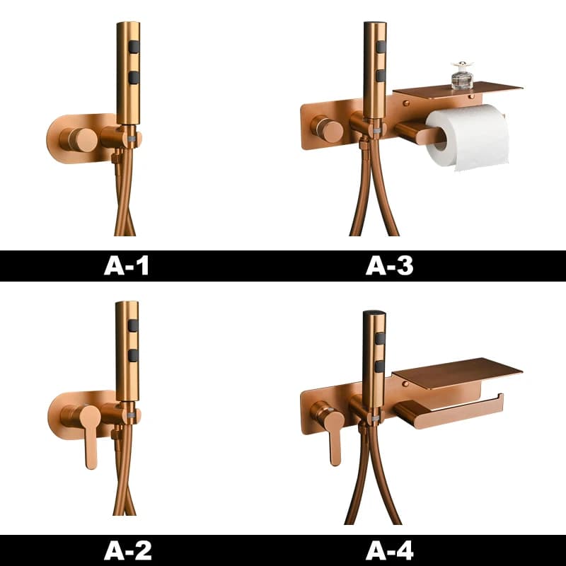 Rubinetto per Bidet in oro rosa a mano Protable wc Bidet wc rubinetto per Bidet soffione doccia per bagno con coperchio porta carta