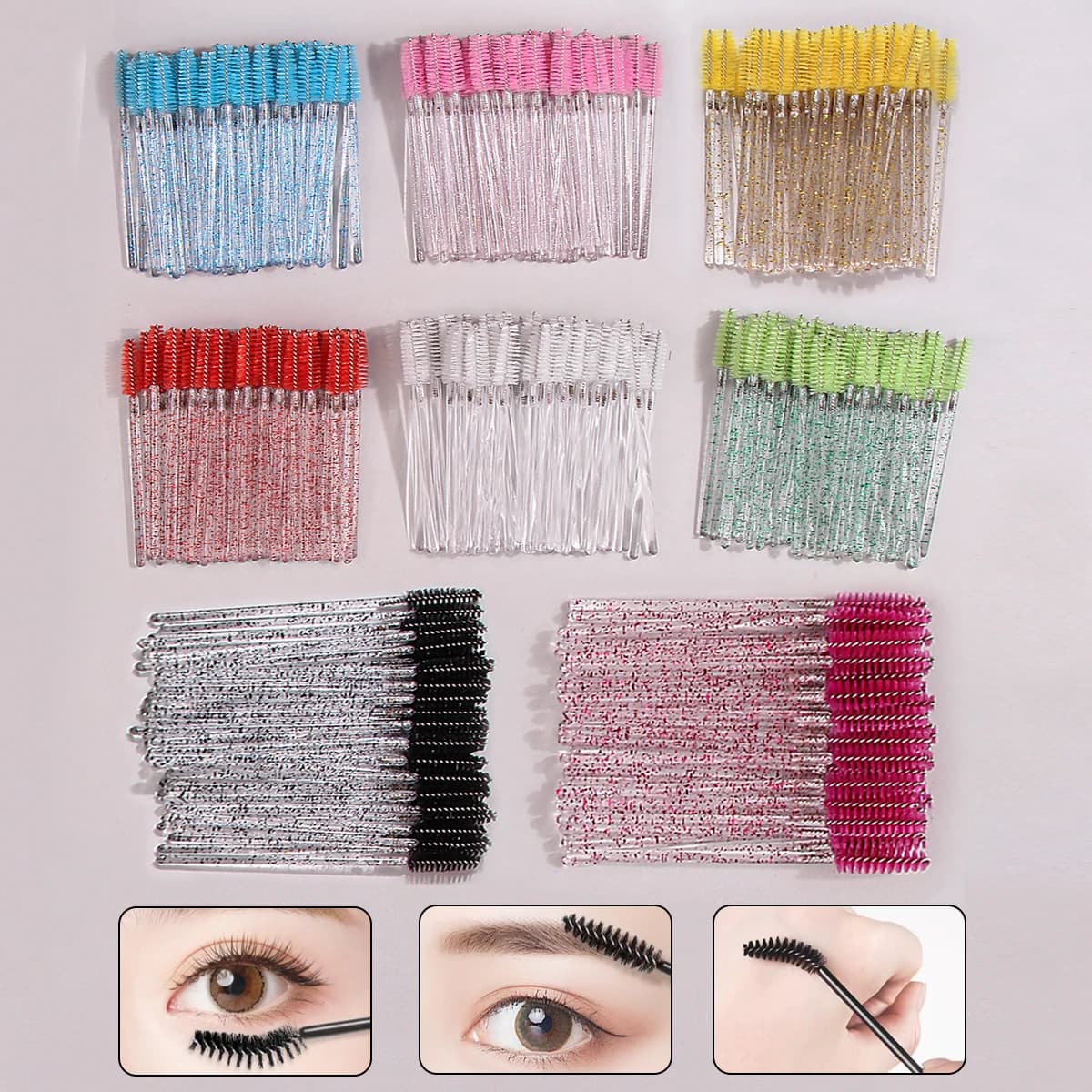 50 pcs Microbrush Eyelash Brushes Spoolies Micro Lash Mascara Sticks Wholesale For Eyelash Extension Makeup