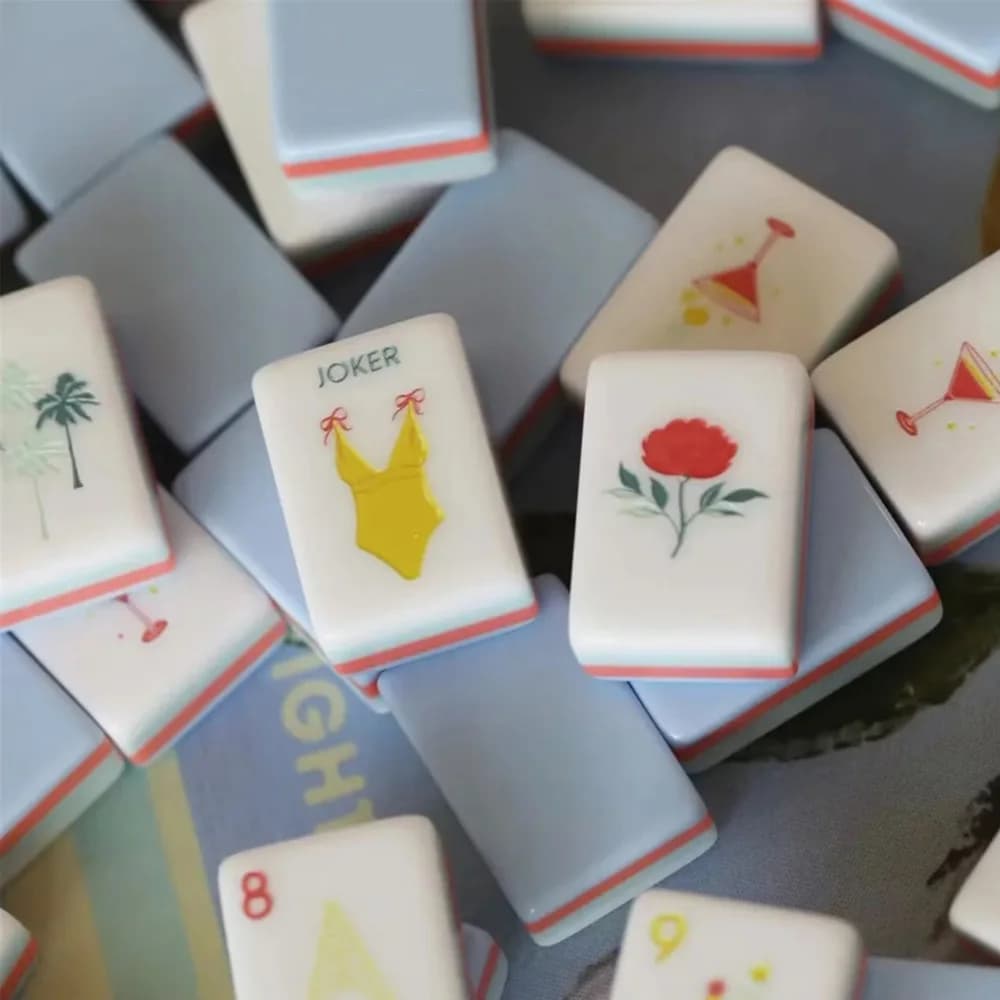 Set Mahjong Americano Stile Oceano 160 Pezzi, Tessere Mahjong in Acrilico a 4 Strati 36mm, Mahjong Creativo Portatile per Casa, Feste e Regalo