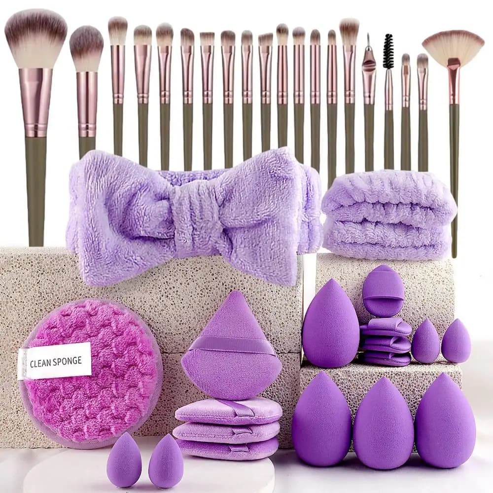 Soft 20/40pcs Makeup Tools Kit Headband Wristband Professional Makeup Brush Set Comfortable Eye Shadows Blush