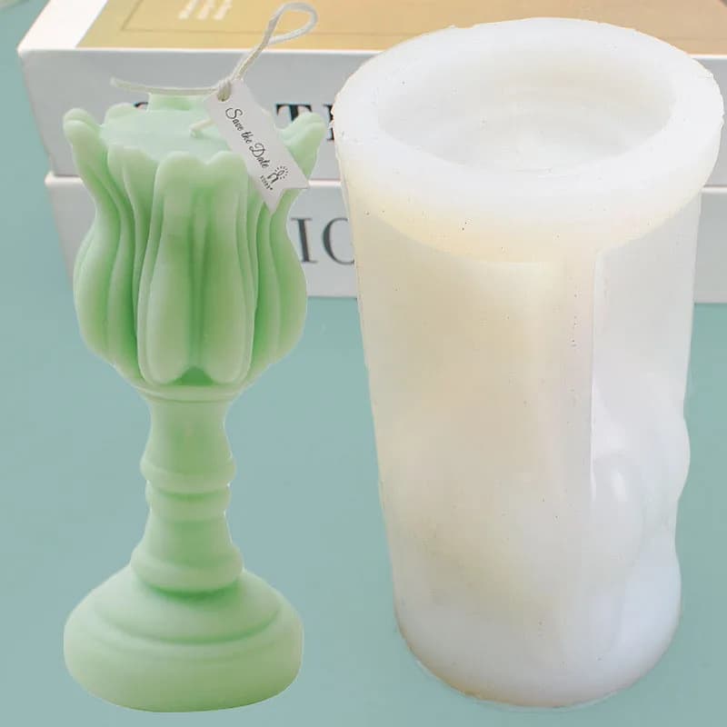 1 pz 3d tulipano candela stampi in silicone fondente sapone candela geometria cera scioglie stampi bacche cioccolato caramelle stampo sapone fatto a mano