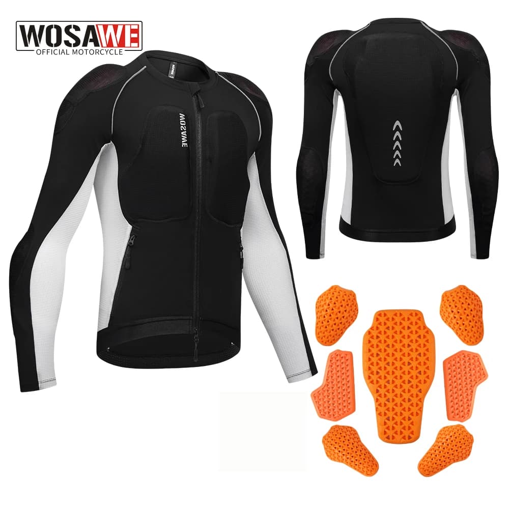 Giacca Estiva da Moto WOSAWE per Uomo, Leggera e ad Asciugatura Rapida, Abbigliamento da Motocross con Protezioni per Schiena, Spalle e Gomiti