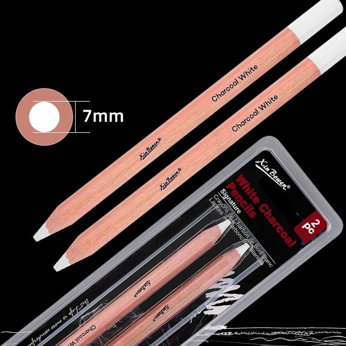 2Pcs/set Thicked Sketching White Charcoal Pencil Art Highlight Pencil For Beginner Drawing and Shading Stationery