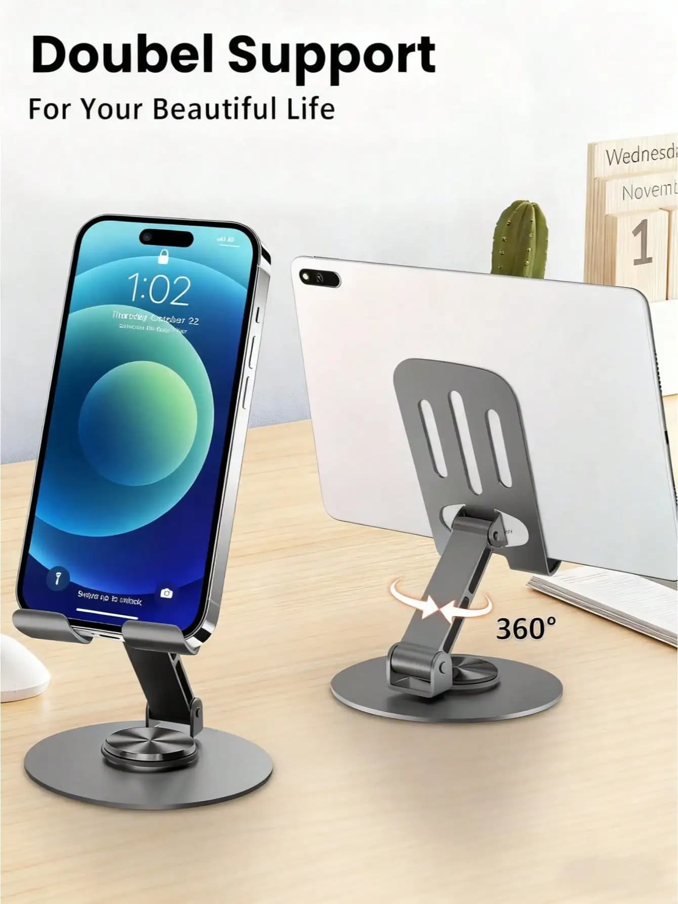 Supporto per telefono ergonomico regolabile e pieghevole in policarbonato, adatto per l'uso quotidiano in ufficio, robusto e portatile, visione multi-angolo