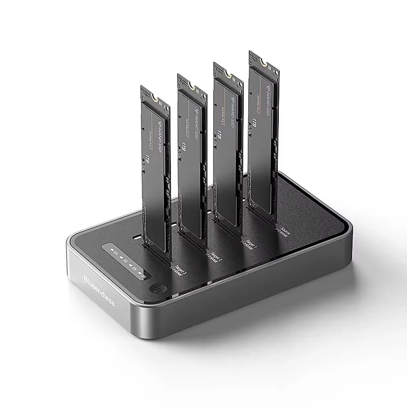 USB4 NVME 4 Bays Tool Free NVME M.2 SSD Enclosure SSD External Case with 1:3 Clone Duplicator Solid State Drive M2 NVME