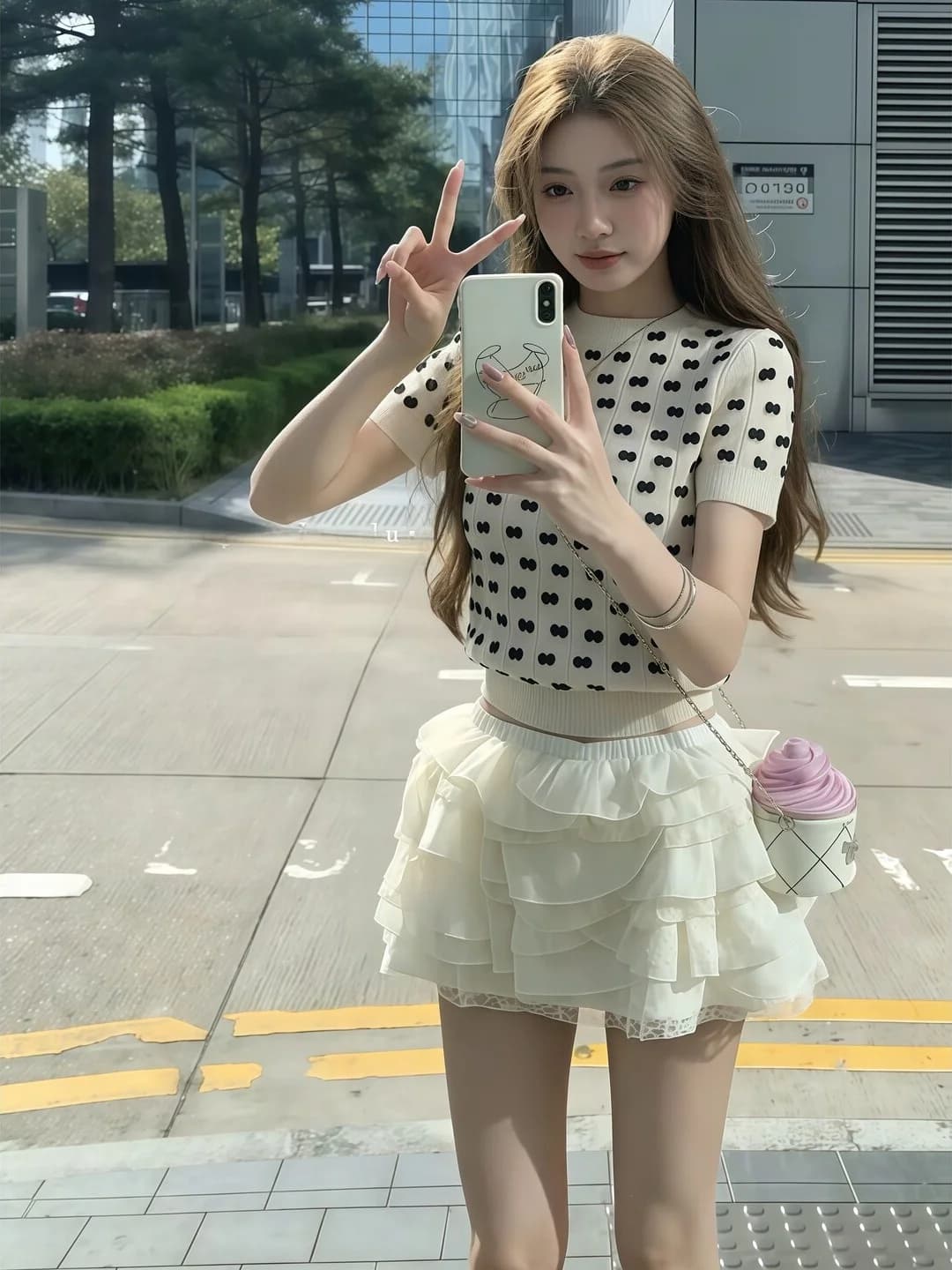 Korean Design Knot Sweet Anti-Aging Short Sleeve Women's 2026 Spring Summer Slimming Short T-Shirt Trendy Top