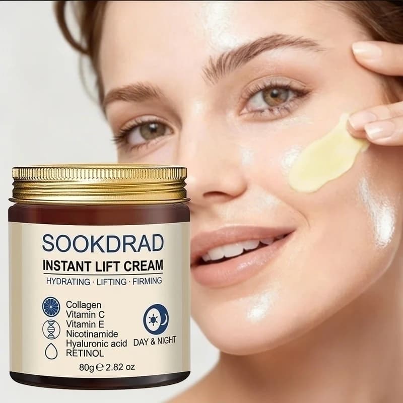 Crema Effetto Lifting Istantaneo con Collagene e Vitamina C, Idratante Illuminante, Viso e Collo, Per Tutti i Generi, 80g, Per Tutti i Tipi di Pelle, Uso Quotidiano