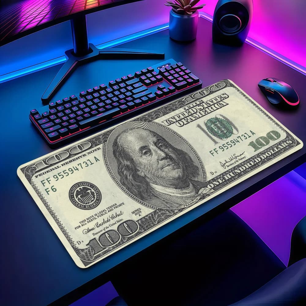Tappetino per Mouse Divertente con Design Dollaro, Antiscivolo, Spesso, Grande, per Ufficio, Studenti e Gaming