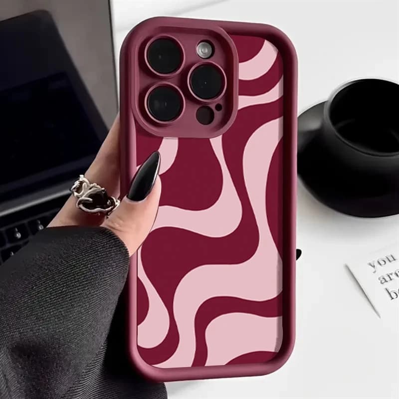 Fashionable Red Lines Soft Phone Case For iPhone 16 Pro Max Case iPhone 17 13 15 16 11 14 12 Pro Max XR 7 8 Plus Simple Cover