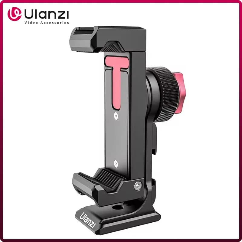 Ulanzi ST-27 Iron Man IV Clip per telefono in metallo 360 ° Morsetto per smartphone con ripresa verticale con pattino freddo Base per treppiede Arca da 1/4".
