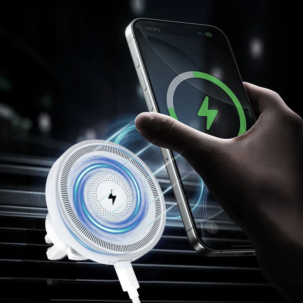 Smart Magnetic 15W Car Wireless Charger, Air Vent Mount, 360° Secure & Fast