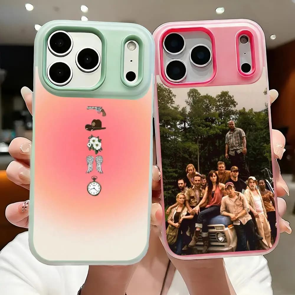 Custodia per telefono Fashion The Walking Dead per iPhone 17 16 15 14 Pro Max, in cristallo a doppio strato, liquido brillante, lusso