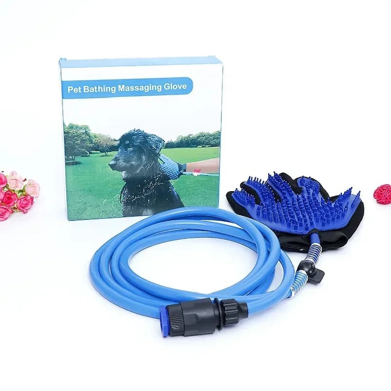 Pet Spray Bathing Gloves 1PC Cat & Dog Cleaning Grooming Massage Connecting Hose Spray Dehairing Brush Adjustable Pet Supplies