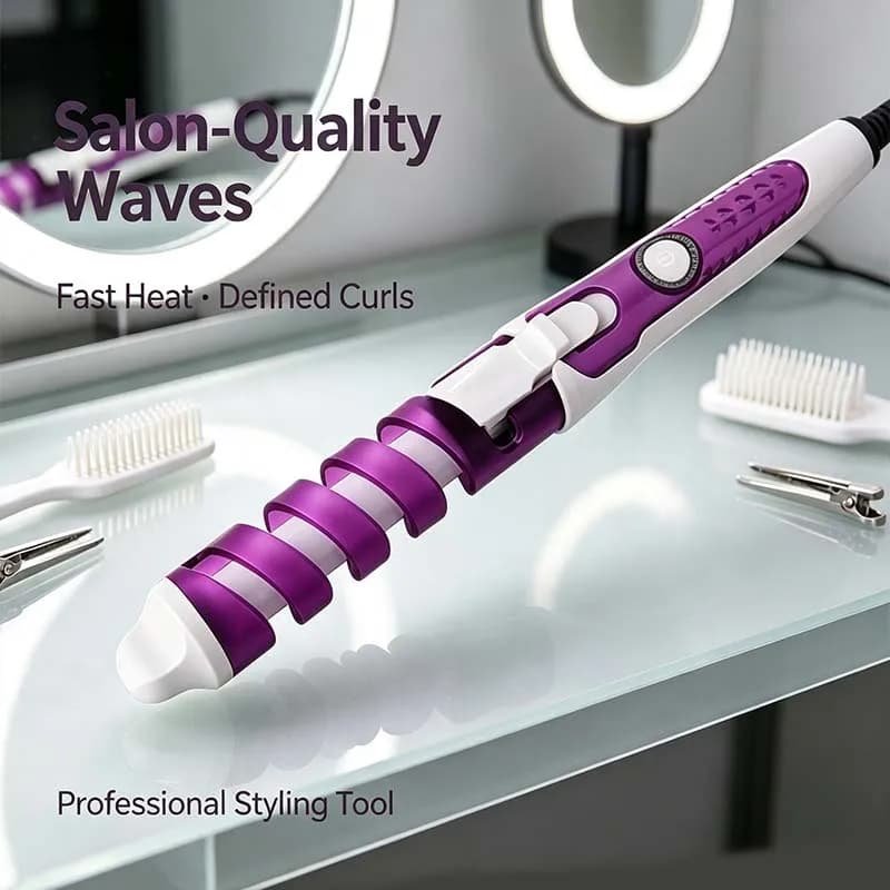 Spiral ceramic heat-resistant curling iron, quickly heats up, suitable for home, salon and hair salon styling tools