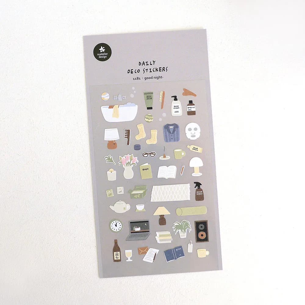 Adesivi di Carta Originali Coreani Suatelier Good Night per Scrapbooking, Diario Fai-da-Te, Cancelleria, Decorazioni Artistiche 1181