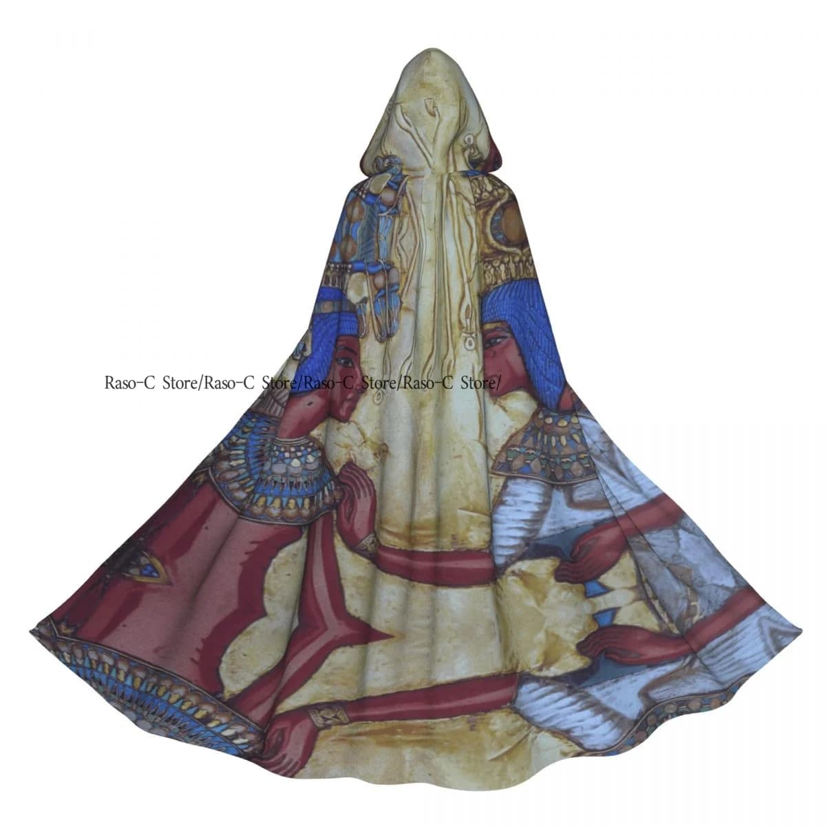 Mantello da vampiro adulto con cappuccio reversibile unisex per feste di streghe, astratto egiziano