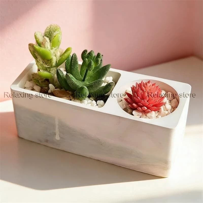 Stampo in Silicone per Vaso Rettangolare in Cemento, Portapenne in Gesso, Contenitore per Piante Succulente, Scatola Portaoggetti