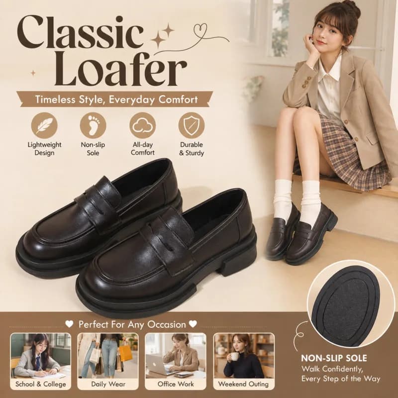 British JK Uniform Women Leather Loafers Platform Shoes, Thick Sole Penny Loafers Vintage Slip On, Flats Brown School Shoes New
