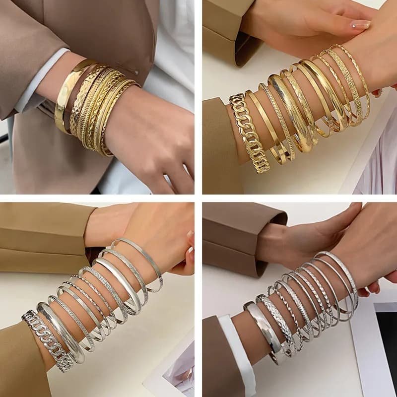 10 Pcs/Set Vintage Ethnic Bracelet & Bangle Women Bohemian Thick Bracelet Party Exaggerated Fashion Jewelry Statement 2023