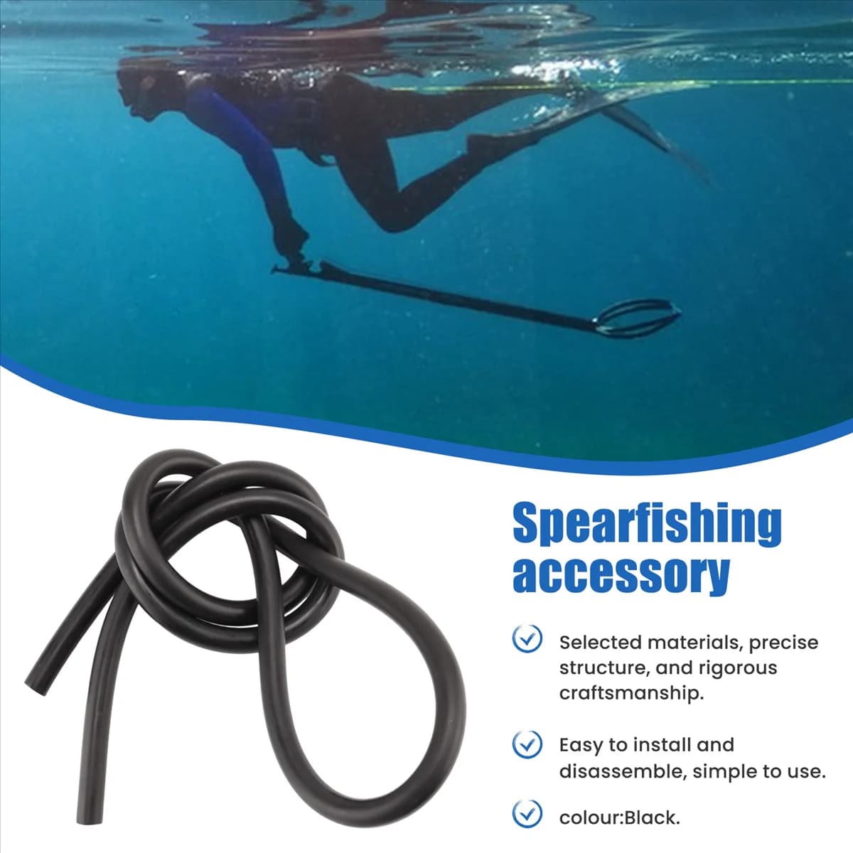BVBV 10X5MM Underwater Fishing Rubber harness Gun handles Latex pipe Scuba Diving Underwater fishing Accessory equipment, 100 cm