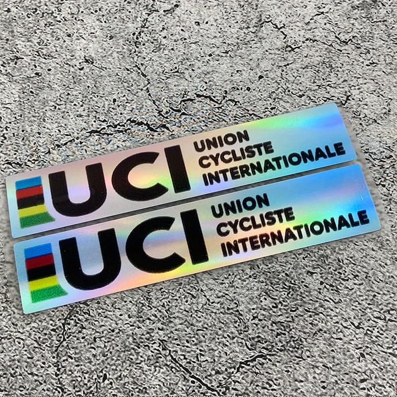 Adesivo per manubrio bici con taglio laser certificato UCI, 2 pezzi, adesivo in vinile resistente ai graffi, resistente all'acqua, con gradiente UV arcobaleno