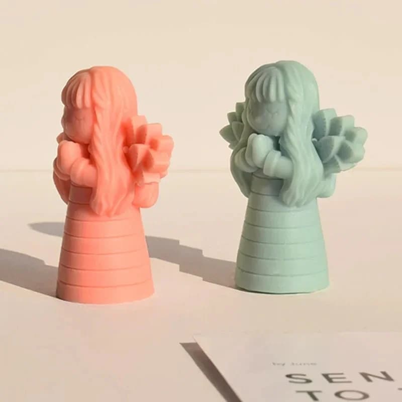 Stampo in Silicone 3D Statua Principessa, Bambola Carina che Prega, per Candele, Sapone, Cioccolato, Cubetti di Ghiaccio, Resina, Gesso, Utensili da Forno
