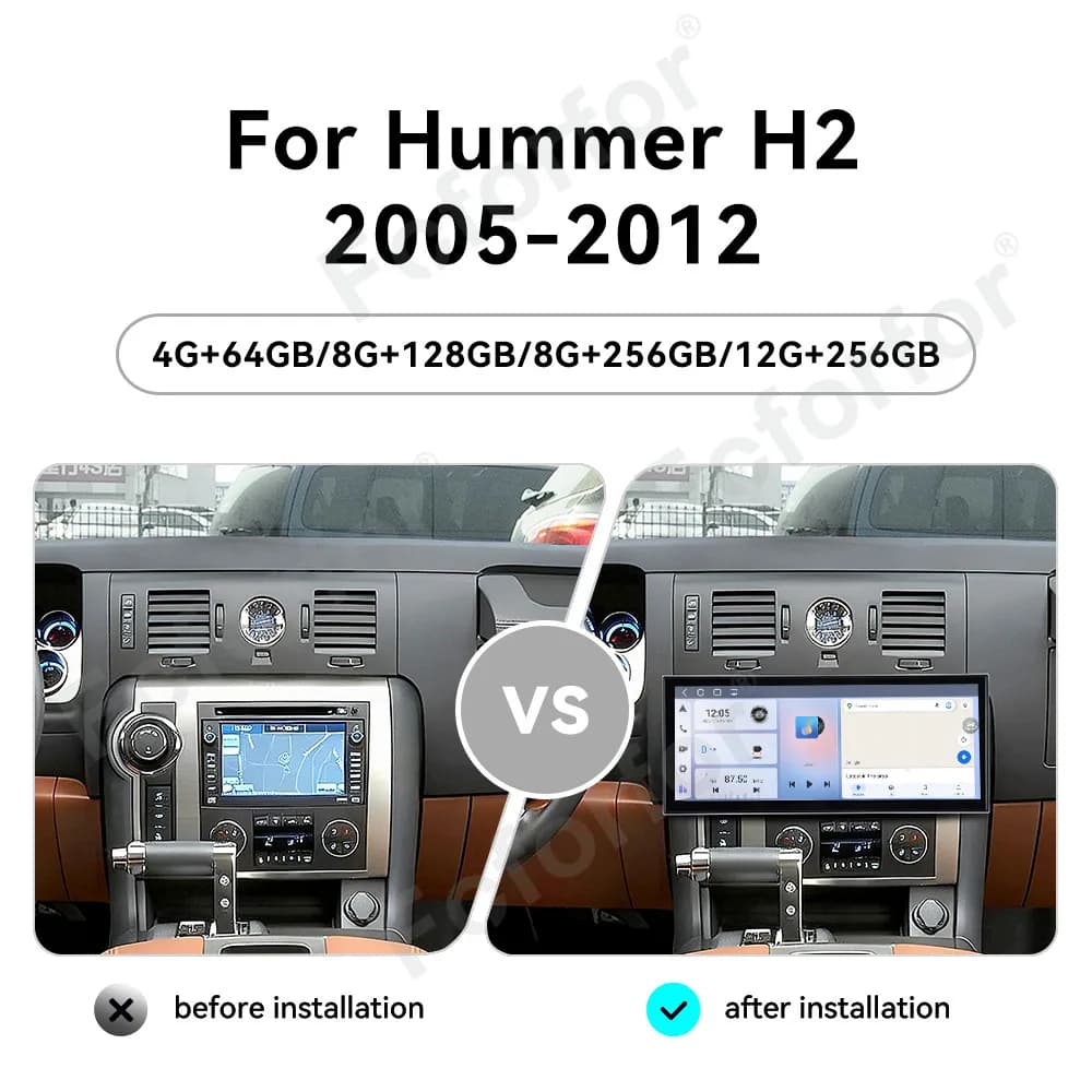 Schermo verticale da 15,8 pollici per auto multimediale per Hummer H2 2005-2012, stereo con navigazione GPS, Carplay wireless, Android Auto, 4G LTE