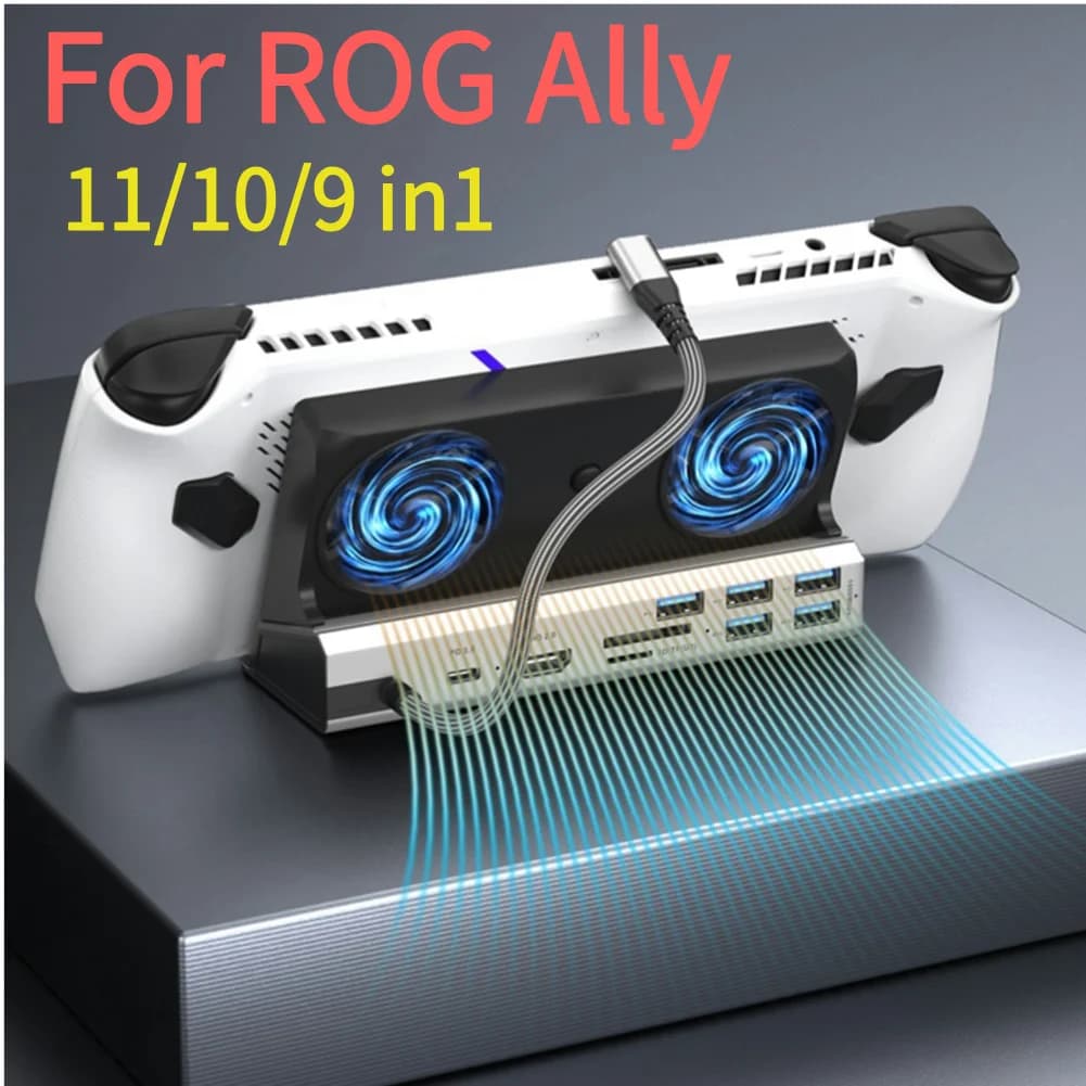 11/10/9 in1 per ROG Ally Game Console Dock Hub 4K 60Hz Type-C USB 3.0 2.0 PD100W Docking Station Gigabit Ethernet 1000Mbps