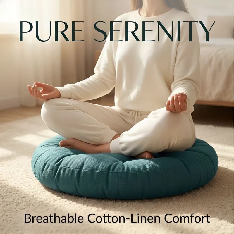 Meditation Mat Yoga Equipment Japanese‑Style Waffle Round Cushion, Thick Tatami Sitting Pad for Home Tea Room & Meditation Use