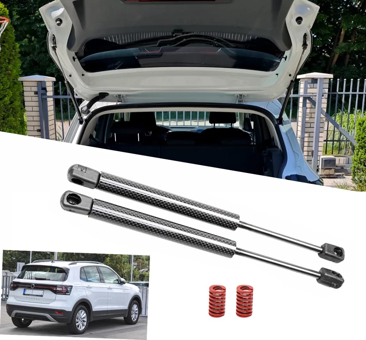 Rear Tailgate Auto Struts With Spring For Volkswagen T-Cross Tacqua 2018-present Trunk Boot Lift Support Shock Absorber Damper