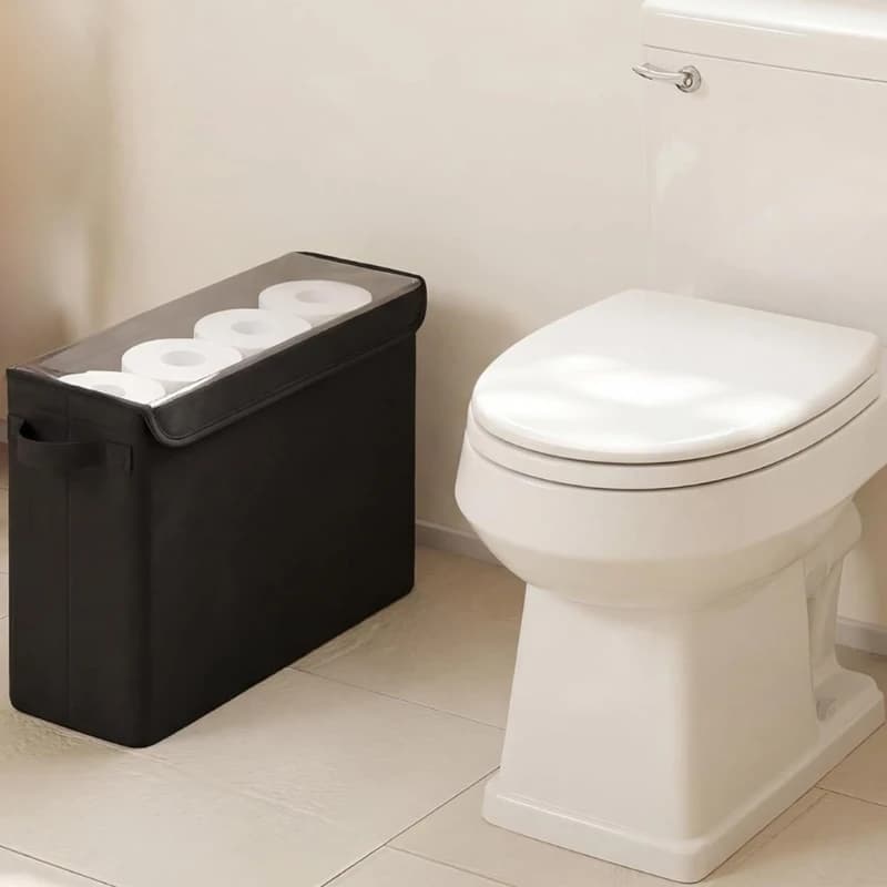 Scatola porta carta igienica per bagno, porta carta igienica compatta, con coperchio in PVC trasparente, per bagni piccoli D2RD