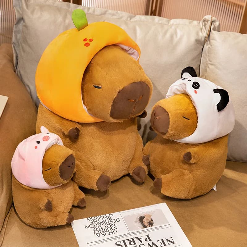 Kawaii Capybara Plush Toy Lovely Capybara Turn to Panda Rabbit Stuffed Doll Soft Cartoon Animal Pillow Valentine Gift