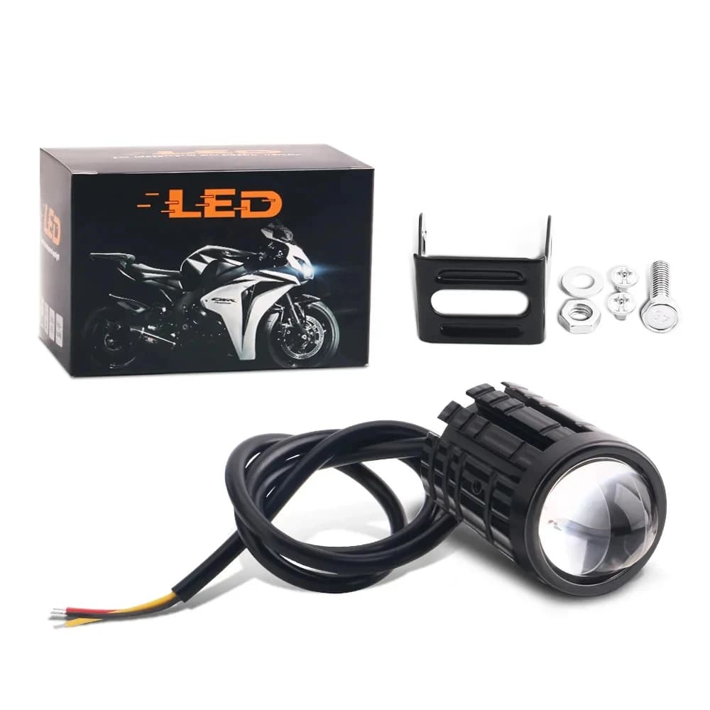 1X moto LED faro Mini proiettore ATV Scooter lente doppio colore bianco giallo fendinebbia luce di guida faretti 12V 6000K