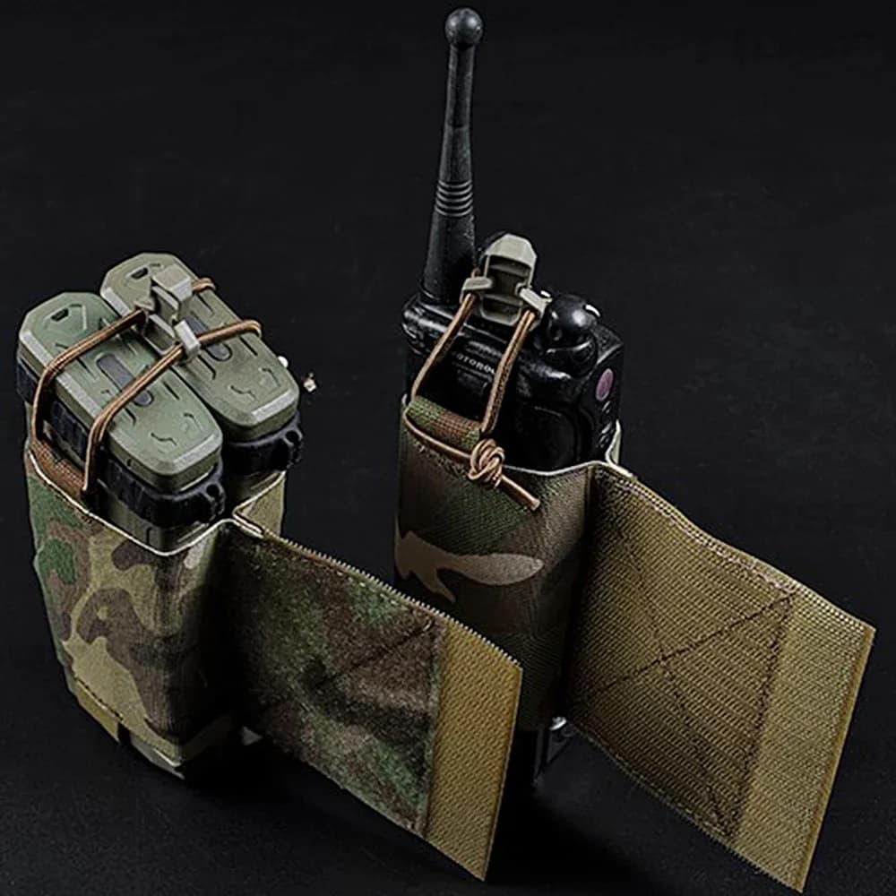 Borsa tattica Wingman Pouch AR M4 5.56 per caricatore, porta radio MBITR, stile semplice con cordino elastico, borsa per walkie-talkie, marsupio laterale FCPC