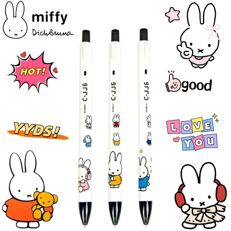 New Miffy cartoon creative cute student gel pen personality animation peripheral two-dimensional press pen sign pen wholesale