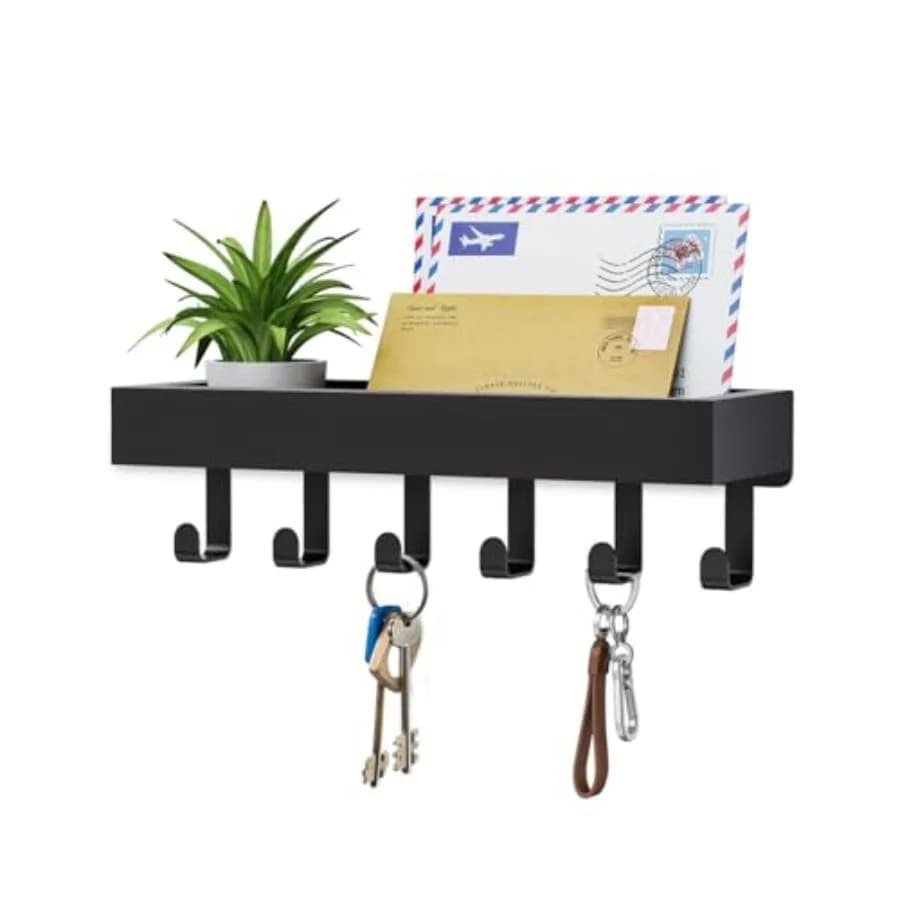 Key Holder Wall Mount Adhesive Magnetic - Hanging Key Hooks with Mail Organizer for Wallet House Accessories - Keys Hanger Rack