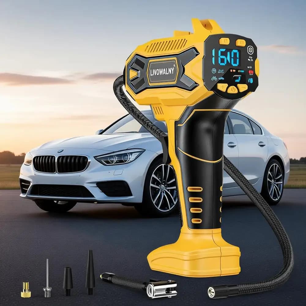 Pompa d'aria elettrica portatile, manometro digitale da 160 PSI per auto, bicicletta, palloni sportivi (senza batteria)
