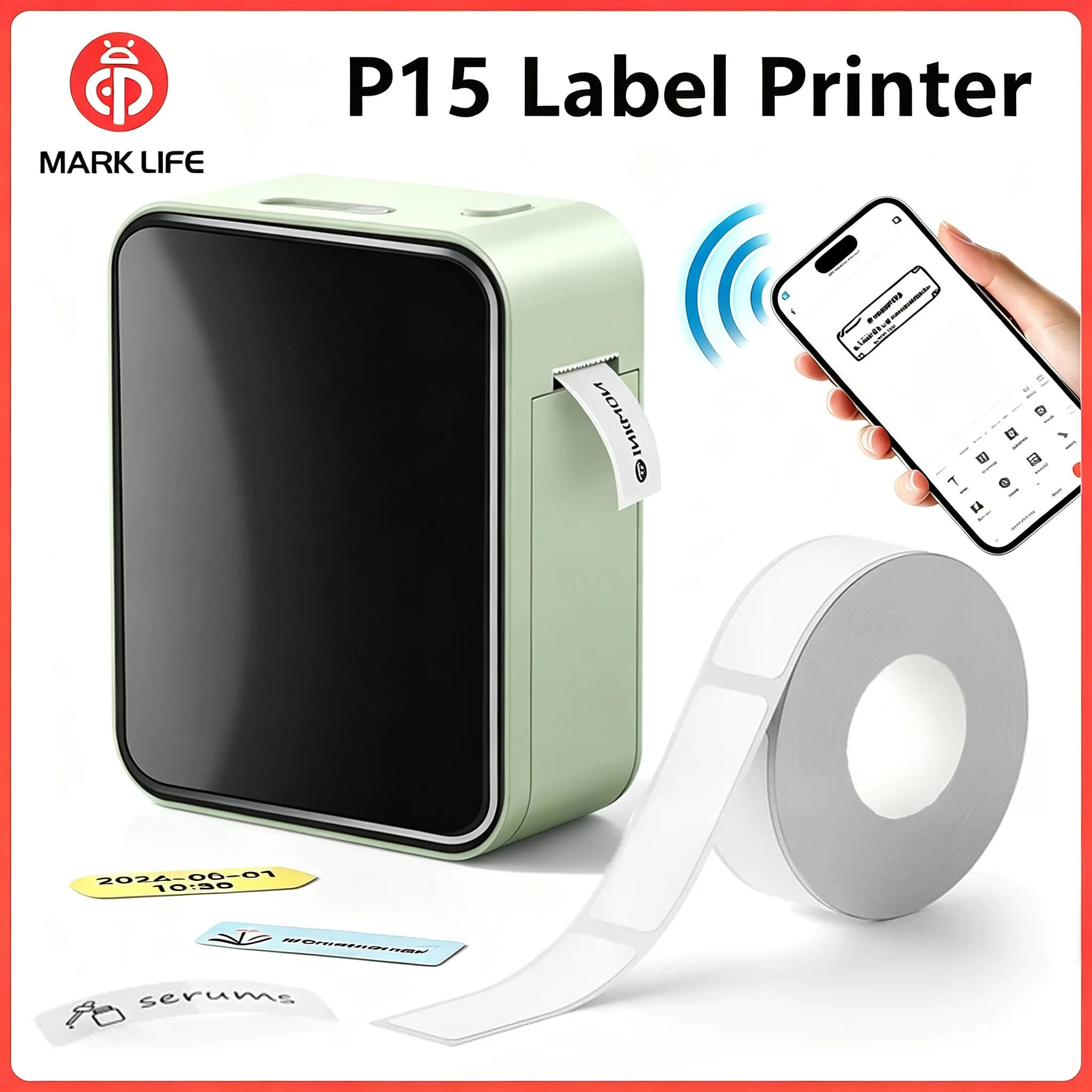 Marklife P15 Label Printer Portable Thermal Printer Inkless Mini Sticker Maker With Adhesive Label Printer With Adhesive Label Printer For Price Tags Noink As D11/D110/Q30 Print
