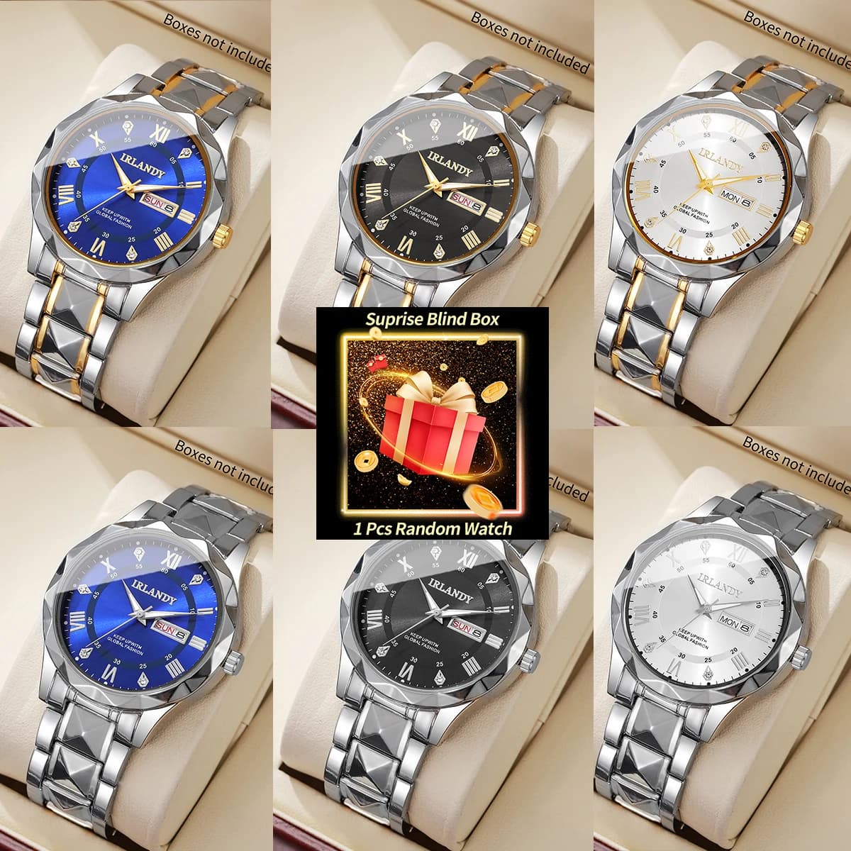 1PC Surprise Mystery Watch Blind Box-House Business Men's Watches Quartz With Reloj Fashion Stainless Steel Strap (No Box)
