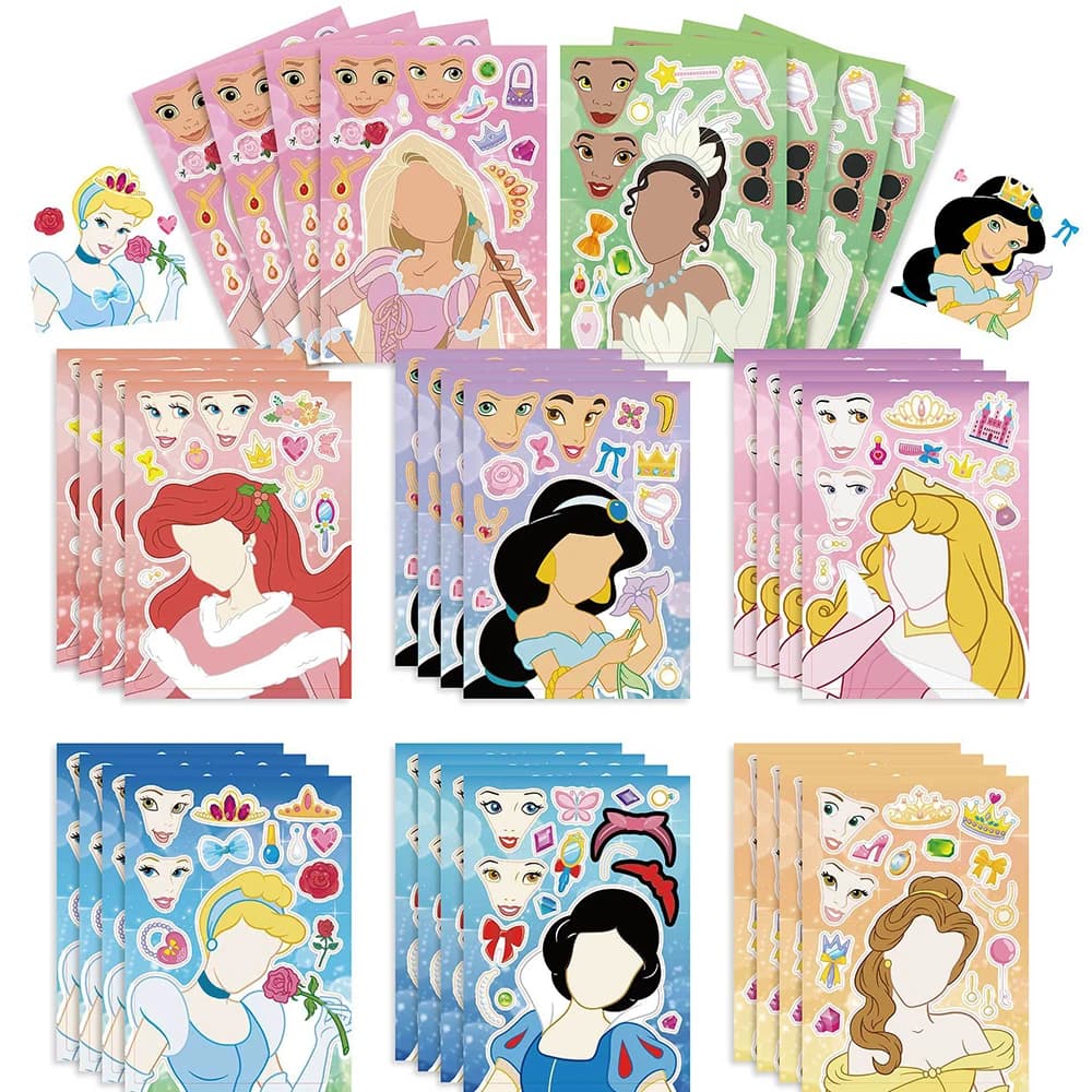 8/16 Disney Princess Children's Bed Puzzles Make-a-Face FAI Wall decals by yourself Assemble Puzzle Educational Toys Boys Girls