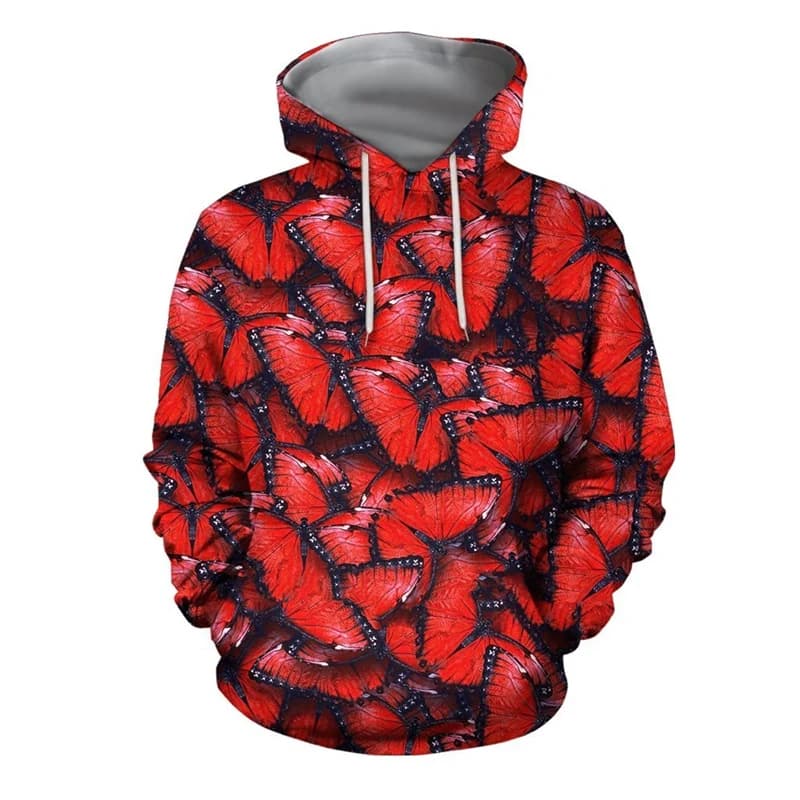 Felpa con cappuccio con stampa 3D moda uomo farfalla grafica felpe con cappuccio Streetwear felpe con cappuccio a maniche lunghe autunno abbigliamento maschile oversize