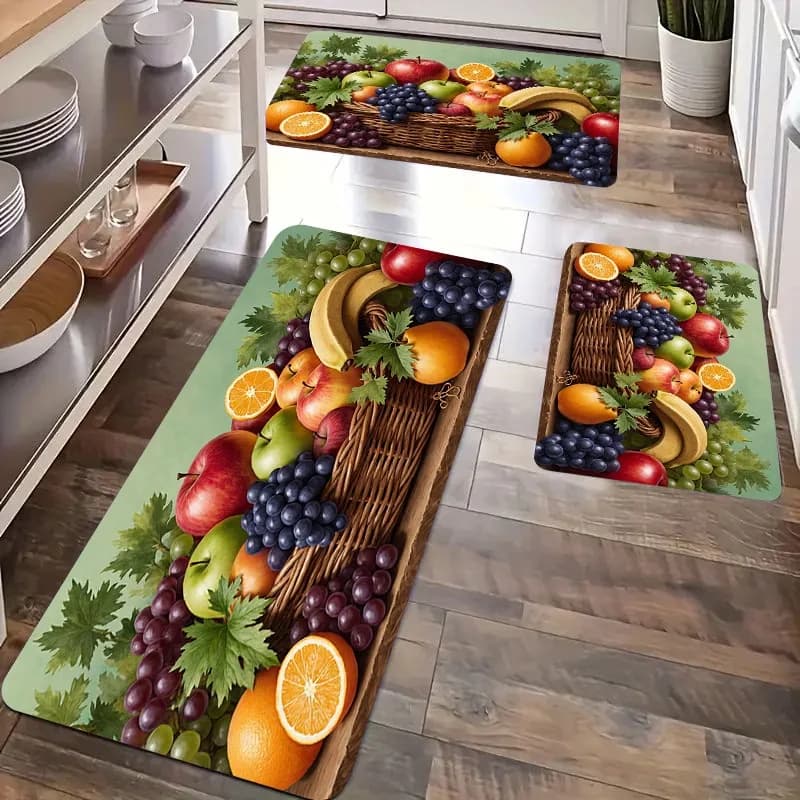 Modern Stove for Kitchen, Carpet with Pattern Fruit, for Bedroom, Living Room, Dining Room, Bathroom, Laundry