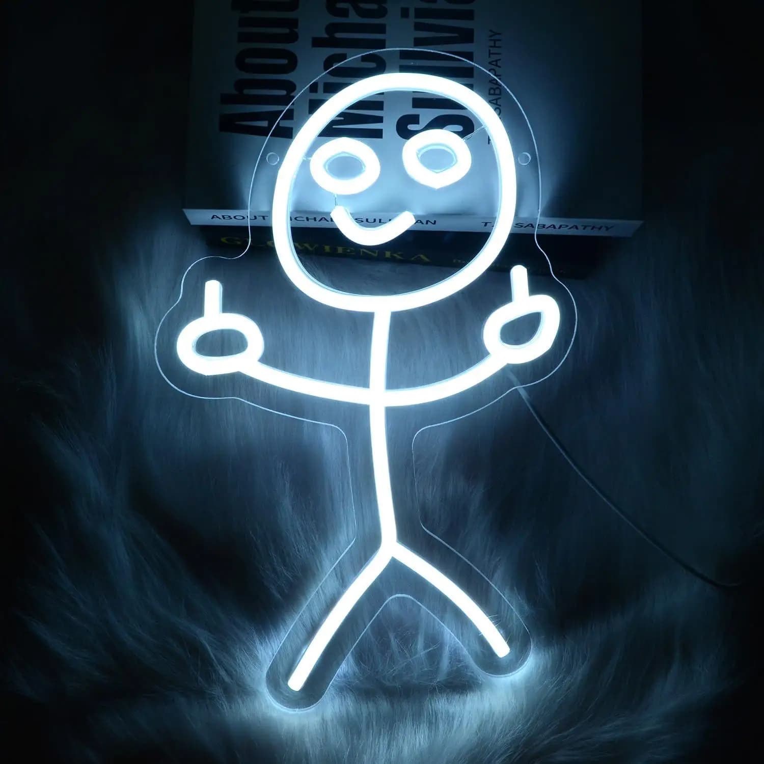 Divertente Insegna al Neon con Stickman che fa il Dito Medio, ideale come decorazione per Camere da Letto, Man Cave, Bar, Sale Giochi e Aree per Feste Informali