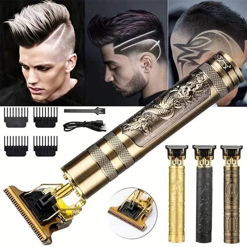 Rechargeable vintage hair cutter via USB, professional electric beard shaver for barber, men's hair cutter