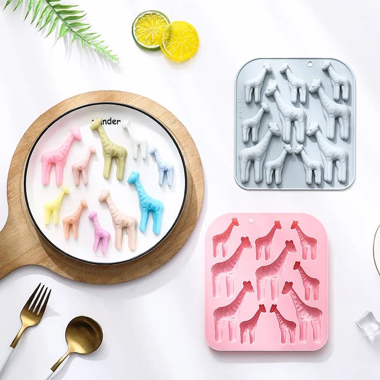 10 forme di giraffa di diverse dimensioni, stampi in silicone, utensili da forno, stampi per torte, stampi per cioccolato