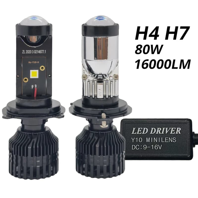 H4 80W faro per Auto H7 LED Mini lente proiettore lampadina 6000K 16000LM 12V Auto moto faro abbagliante anabbagliante
