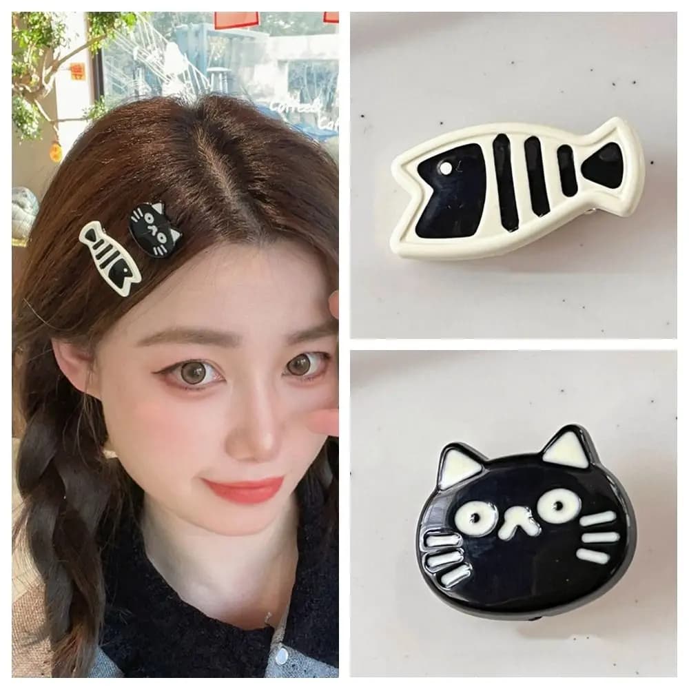 Fashion Cartoon Cat Hair Clip Korean Style Headwear Fish Hairpin Barrettes Side Clip Cat Duckbill Clip Ladies