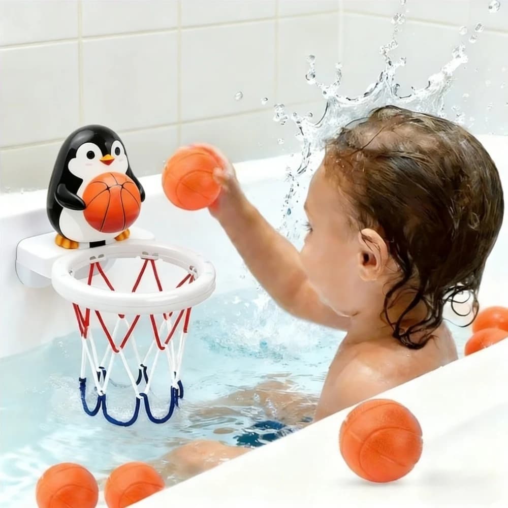 Giocattolo da bagno a forma di animale dei cartoni animati, set da basket per il bagno, gioco acquatico, regalo educativo interattivo per bambini e genitori