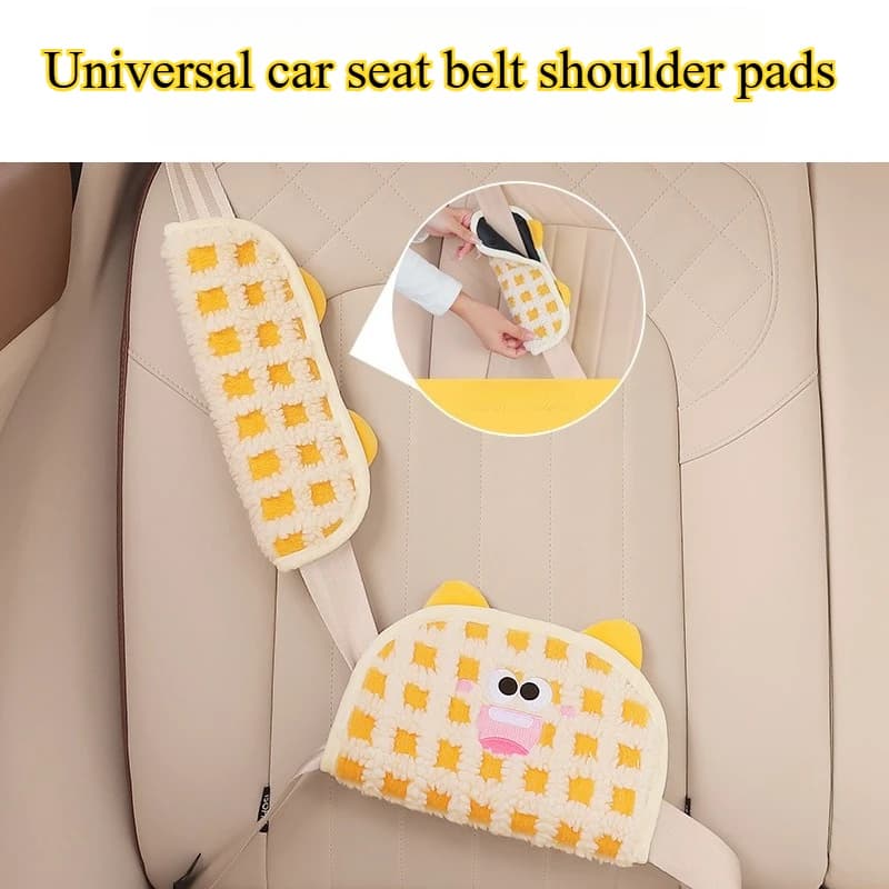 Set di Copri Cintura di Sicurezza per Auto, Morbidi Accessori Interni con Cartoni Animati, Regolatore Universale per Sedile Posteriore
